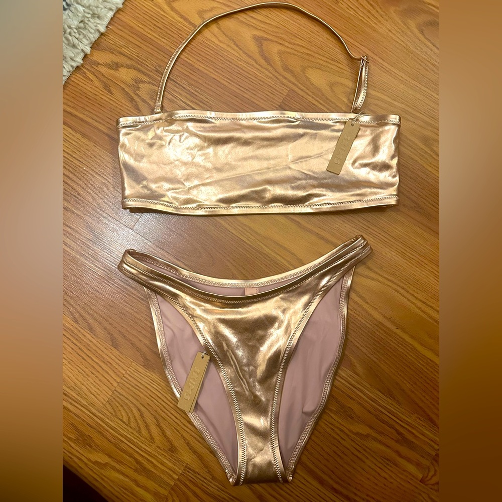 SKIMS Metallic Swim - Rose Gold Bikini